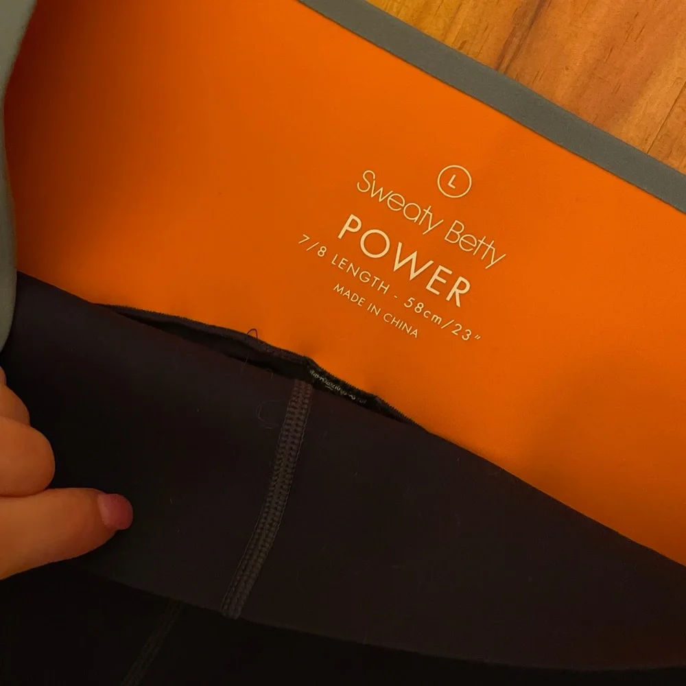 Sweaty Betty Navy, Burgundy & Slate Colorblock Leggings - Picture 4 of 5